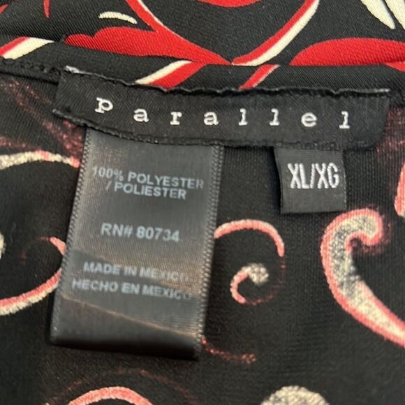 Parallel XL Woman’s Dress Adjustable Straps Side Ruching Mexico Black Red Cream - Picture 7 of 10